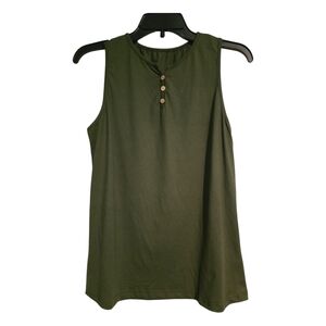 Olive Green Button Down Sleeveless Top.  NWOT